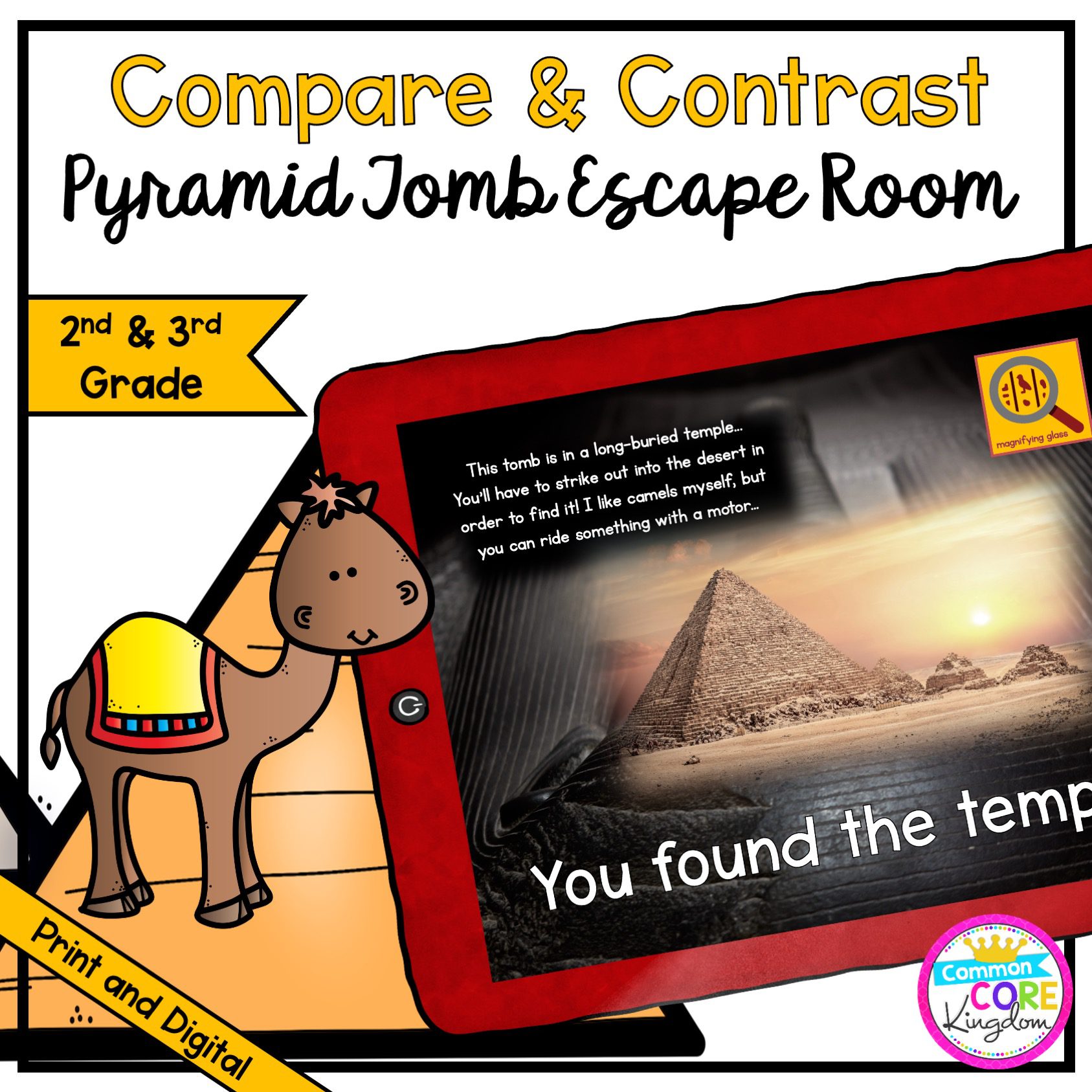 Compare & Contrast - Pyramid Tomb Escape Room for 2nd & 3rd Grade in Digital & Printable Format
