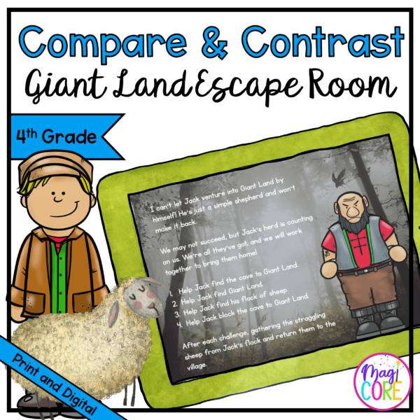 Compare & Contrast Fiction Giant Land Escape Room & Webscape™ - 4th Grade