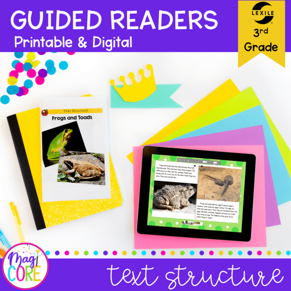 Guided Reading Packet: Text Structure - 3rd Grade RI.3.8 - Printable & Digital