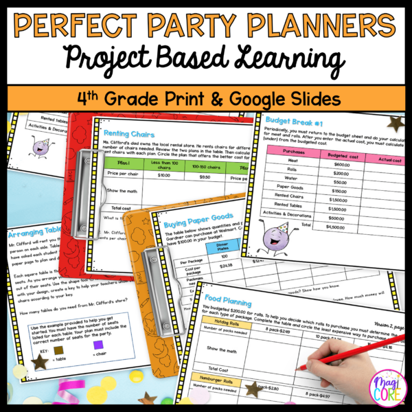 End of the Year Activities - Plan an End of Year Class Party 4th Grade Math PBL