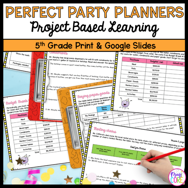 End of the Year Activities - Plan an End of Year Class Party 5th Grade Math PBL