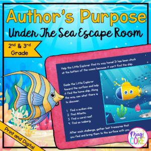 Author's Purpose "Under the Sea" Escape Room - 2nd & 3rd Grade - Digital & Printable