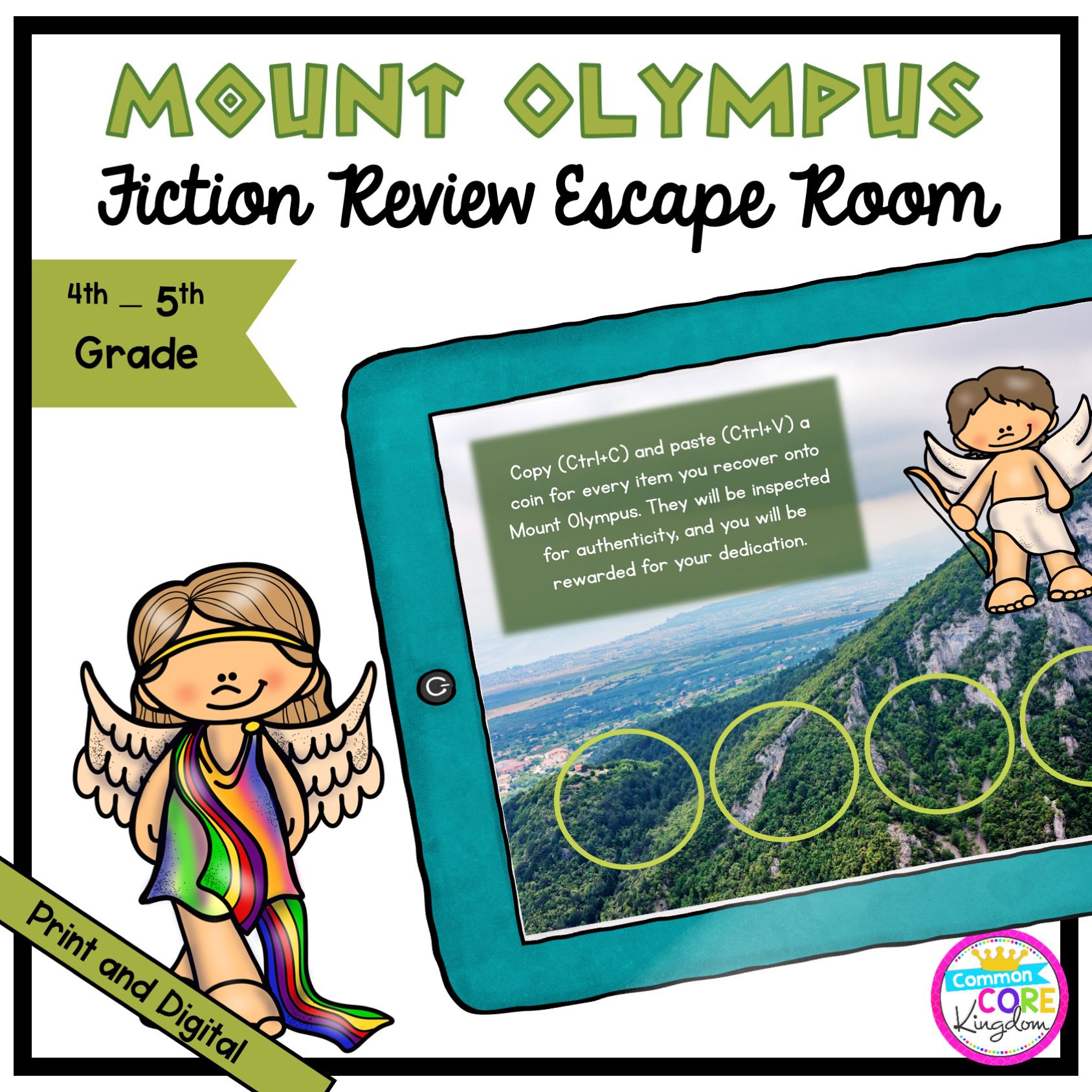 Mount Olympus Greek Mythology Escape Room - 4th & 5th Grade - Digital & Printable