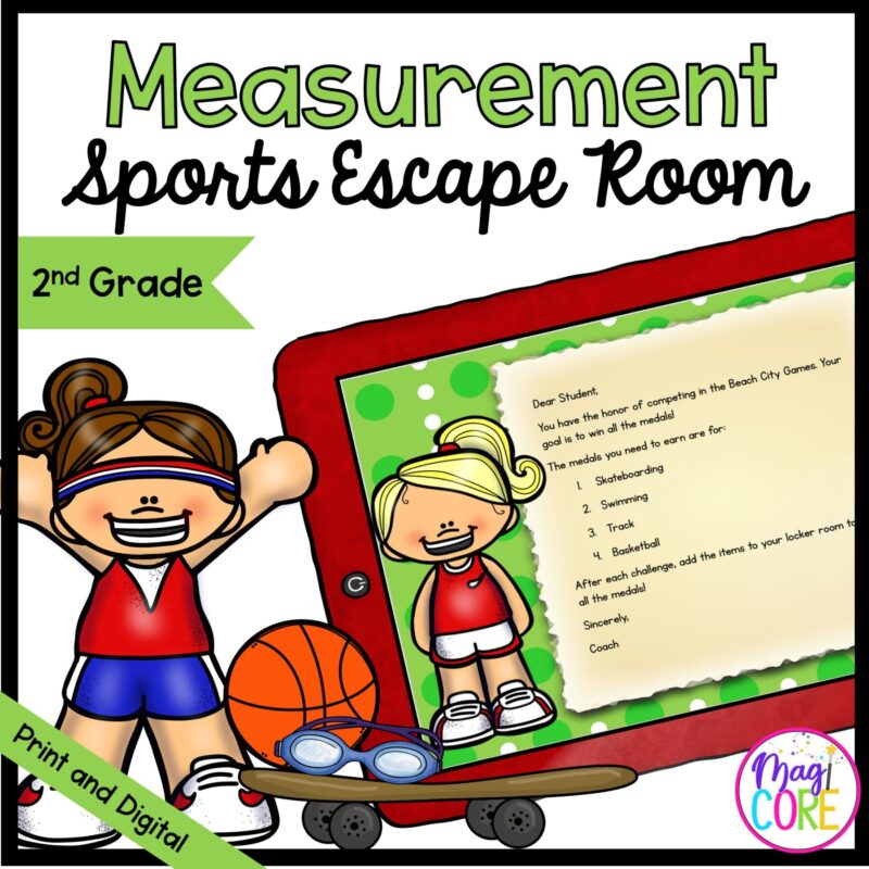 Measurement Summer Sports Escape Room - 2nd Grade Math