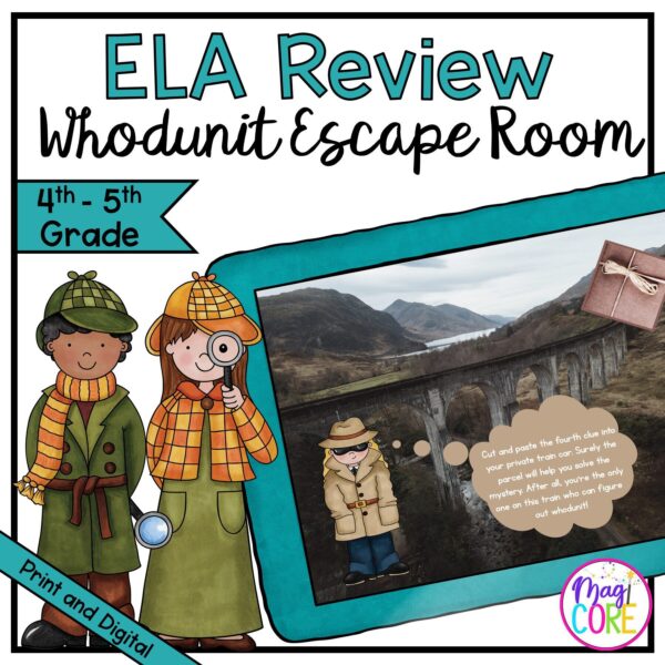 ELA Review Reading Comprehension Escape Room - 4th & 5th Grade - Digital & Print