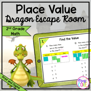Place Value Dragon Math Escape Room & Webscape™ - 2nd Grade