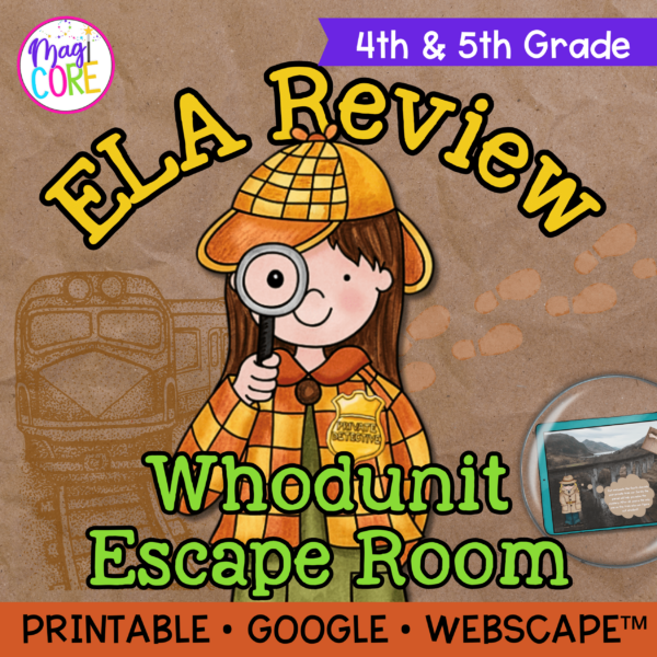 Whodunit Reading Comprehension Review Escape Room & Webscape™ - 4th & 5th Grade