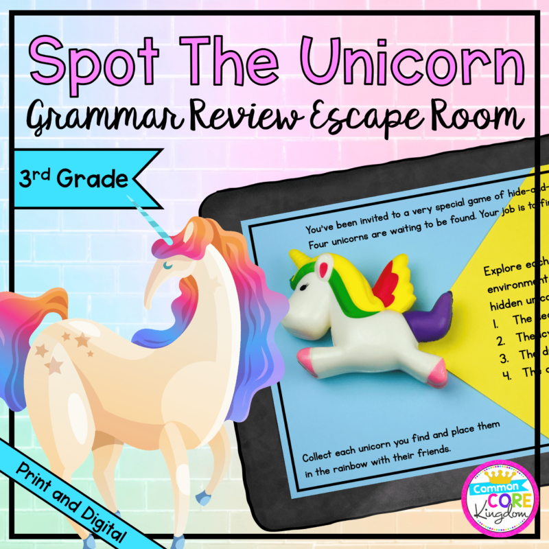 Grammar Review - 3rd Grade Escape Room - Digital & Printable