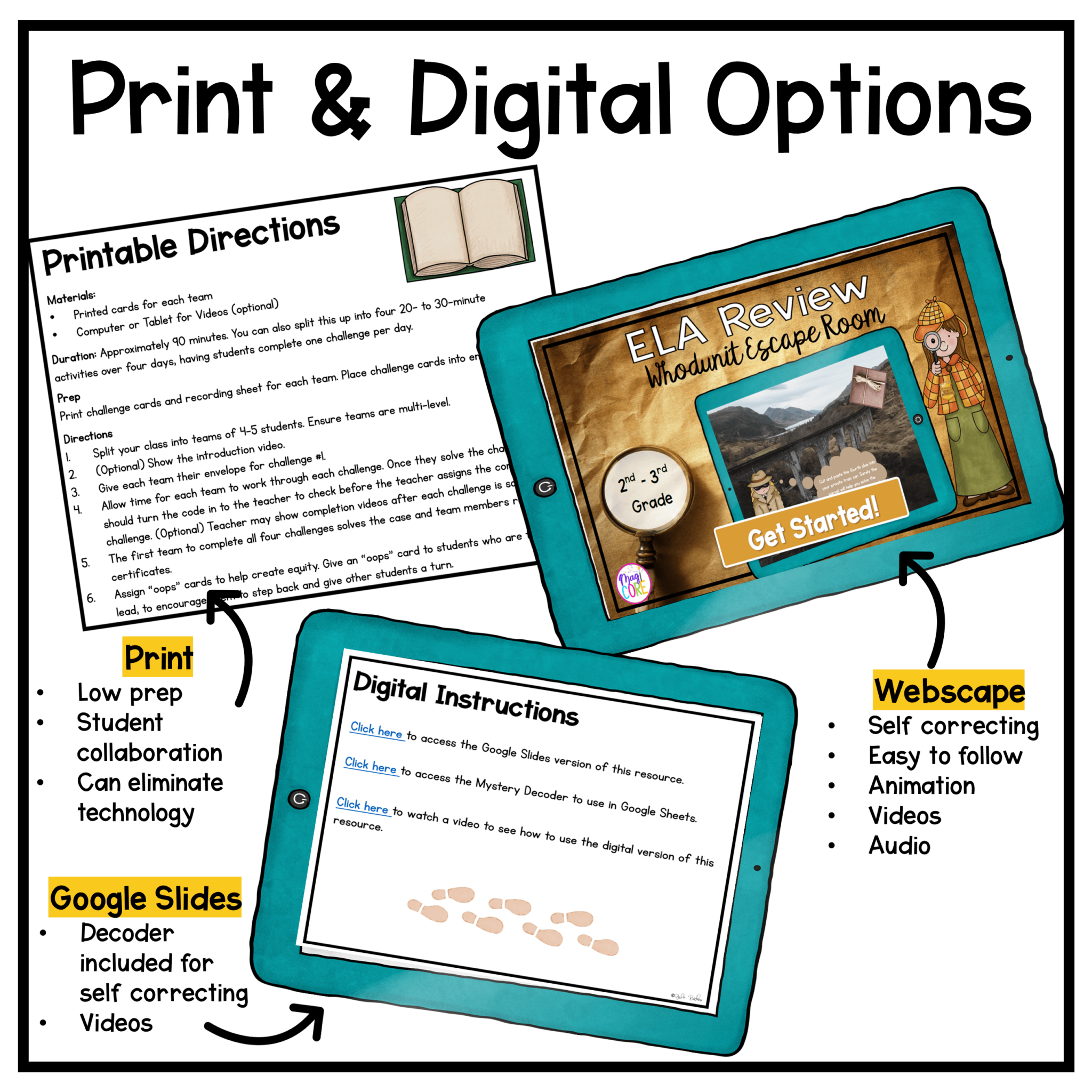 Whodunit Reading Review Escape Room - 2nd & 3rd Grade | MagiCore