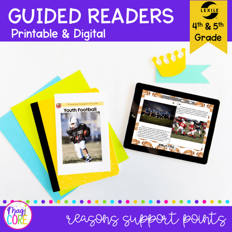 Guided Reading Packet: Reasons Support Points - 4th & 5th Grade RI.4.8 RI.5.8 - Printable & Digital