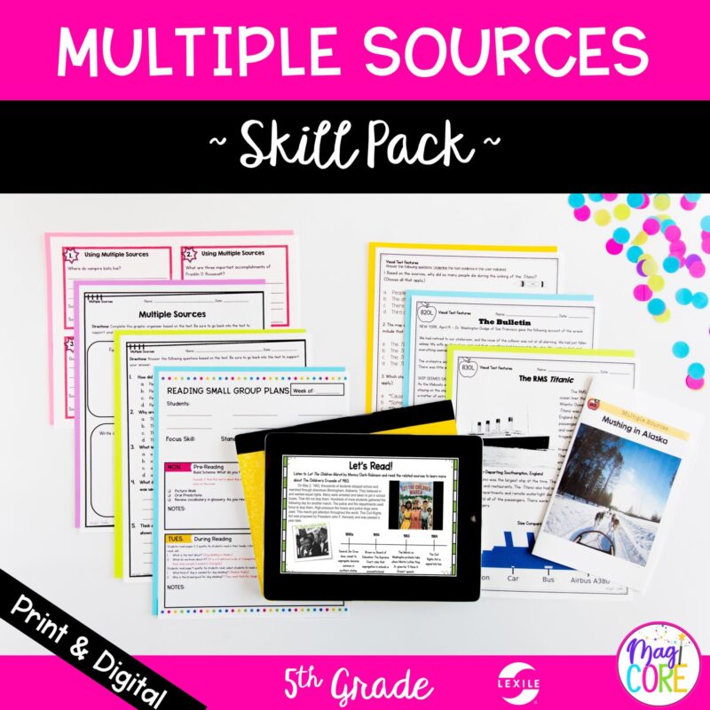 Multiple Sources in Nonfiction Skill Pack - RI.5.7 - Print & Digital