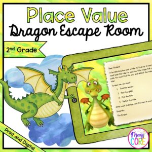 Place Value 2nd Grade Math Dragon Escape Room - Digital & Printable