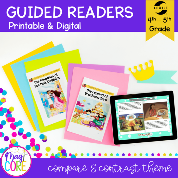 Guided Reading Packet: Compare & Contrast Theme and Topic - 4th Grade RL.4.9 - Printable & Digital