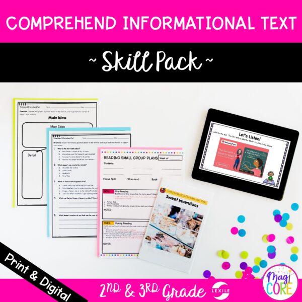 Comprehend Informational Text Skill Pack Bundle - RI.2.10 RI.3.10 - Print & Digital