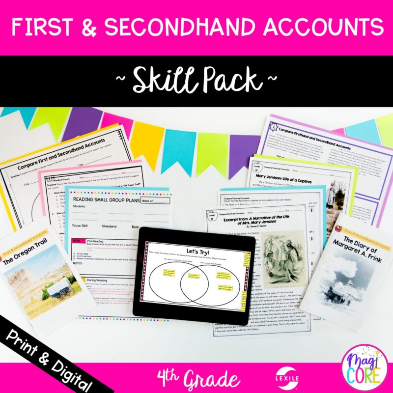 First & Secondhand Accounts in Nonfiction Skill Pack - RI.4.6 - Print & Digital