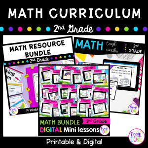 2nd Grade Math Curriculum Full Year Bundle - Mini-Lessons, Units & Task Cards