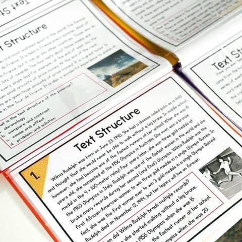 Image of printable escape rooms showing example reading passages for elementary school