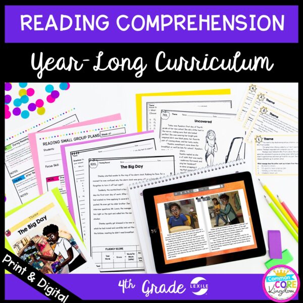 4th grade reading comprehension year long curriculum cover