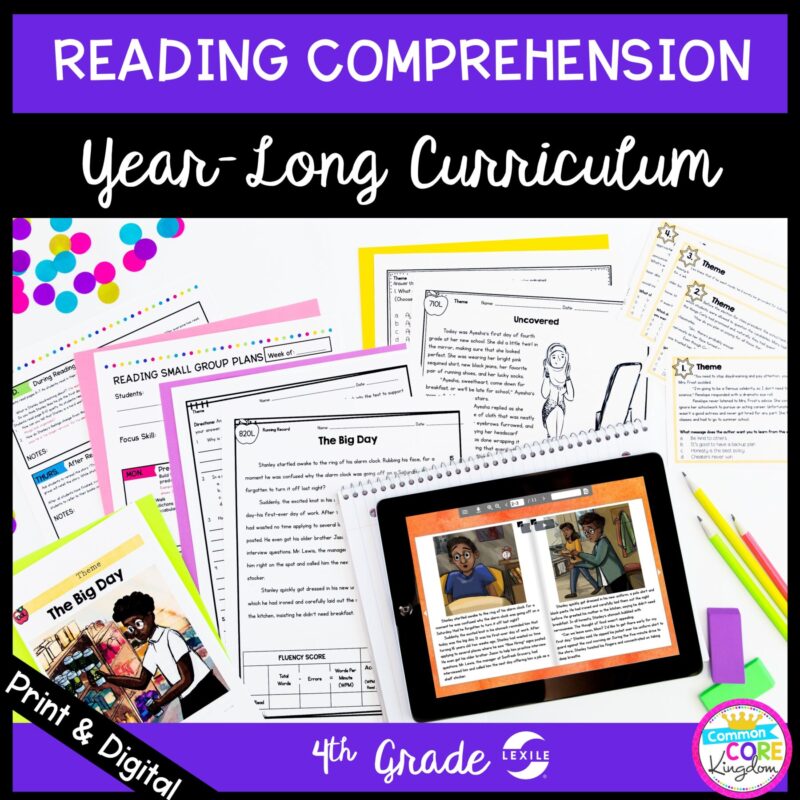 4th grade reading comprehension year long curriculum cover