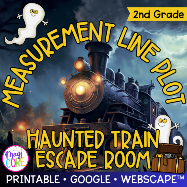 Measurement Line Plot Haunted Train Math Escape Room & Webscape™ - 2nd Grade