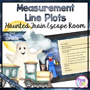 Line Plots Haunted Train Trip Escape Room - 2nd Grade Math - Digital & Printable