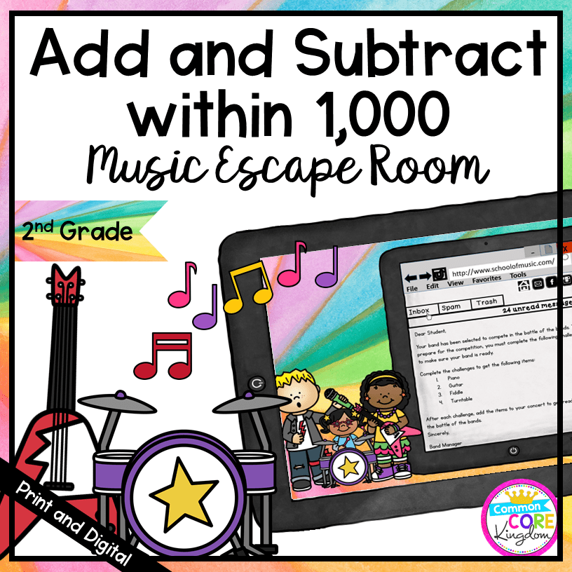 Add & Subtract within 1,000 Escape Room - 2nd Grade Math - Digital & Printable