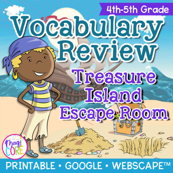 Vocabulary Treasure Island Escape Room Webscape 4th 5th Grade ELA Activities