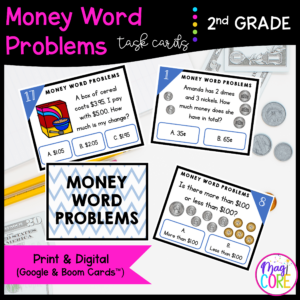 Money Word Problems - 2nd Grade Math Task Cards - Print & Digital - 2.MD.C.8