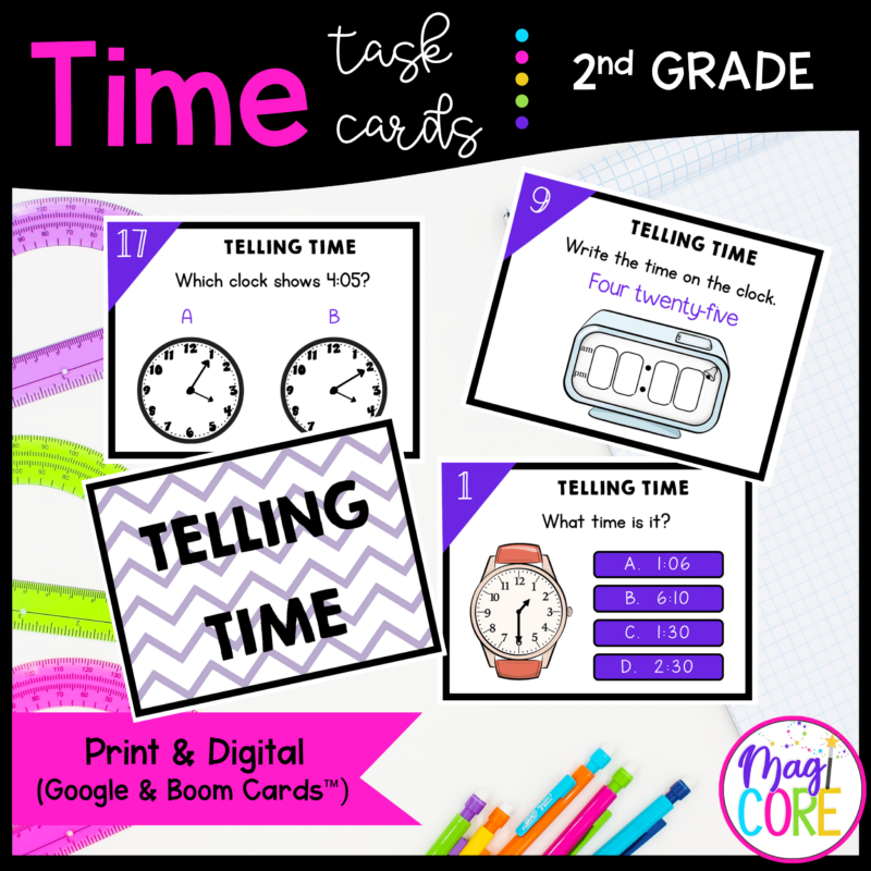 Telling Time - 2nd Grade Math Task Cards - Print & Digital - 2.MD.C.7