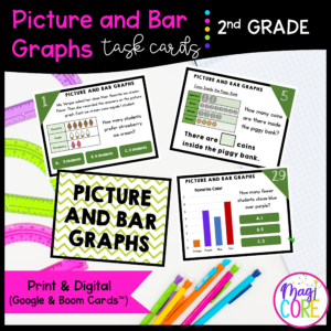 Picture and Bar Graphs - 2nd Grade Math Task Cards - Print & Digital - 2.MD.D.10