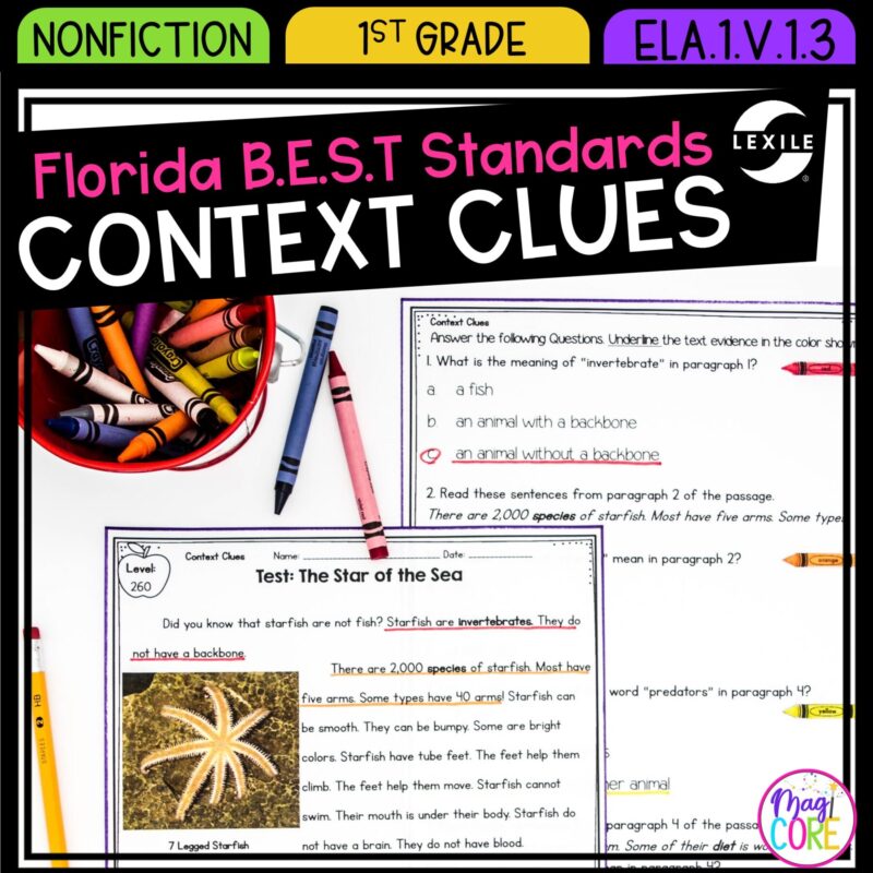 Context Clues - 1st Grade Florida BEST Standards - B.E.S.T. ELA.1.V.1.3