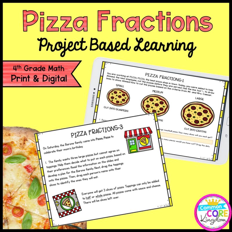 Pizza Fractions Project Based Learning Activity - 4th Grade Printable & Digital