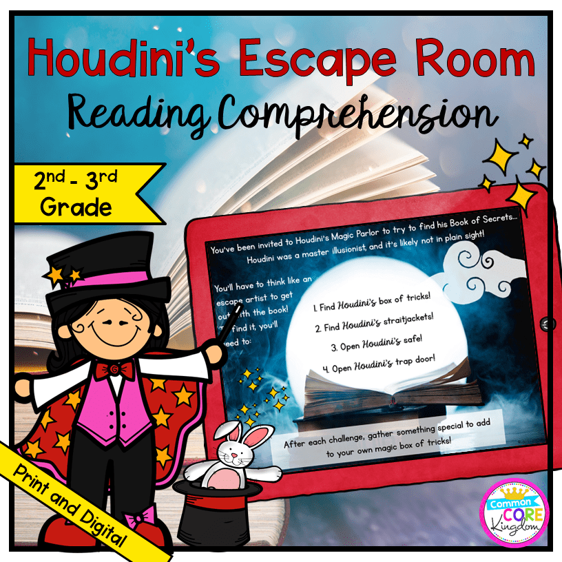 Reading Comprehension "Houdini" Escape Room - 2nd & 3rd Grade - Digital & Print