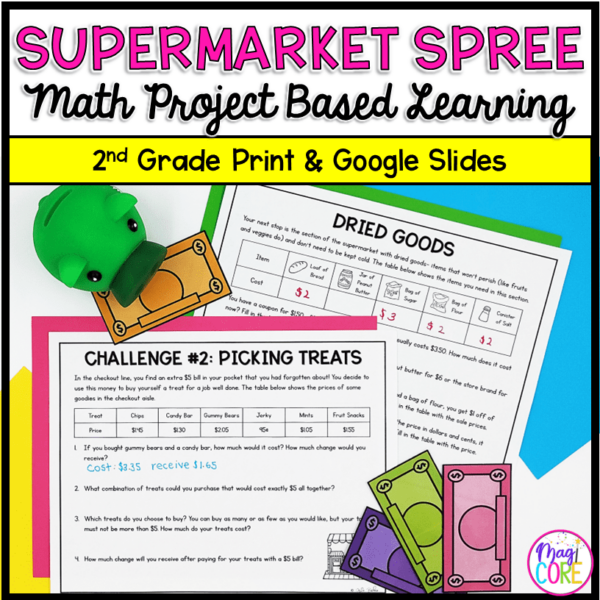 2nd Grade Math PBL Add, Subtract & Money Supermarket Project Based Learning