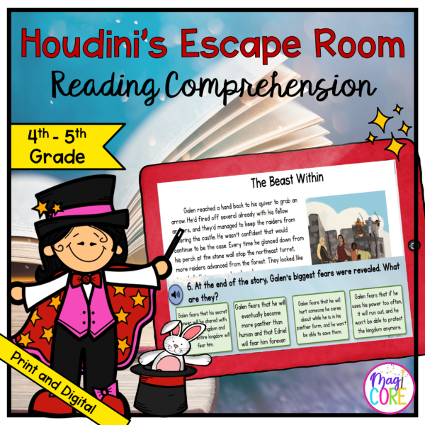 Reading Comprehension Review "Houdini" Escape Room & Webscape™ - 4th & 5th Grade