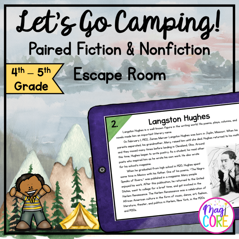 Paired Fiction & Nonfiction Camping Escape Room & Webscape™ - 4th & 5th Grade