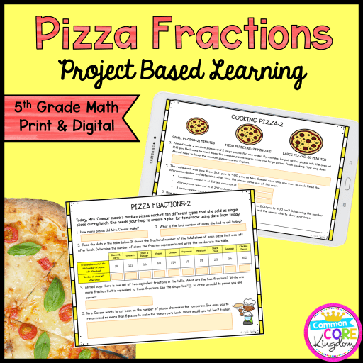Pizza Fractions Project Based Learning Activity - 5th Grade Printable & Digital