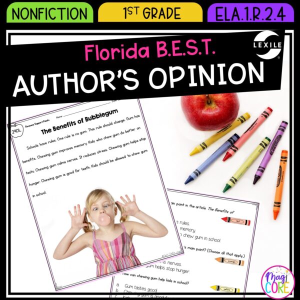 Author's Opinion - - 1st Grade Florida BEST Standards - B.E.S.T. ELA.1.R.2.4