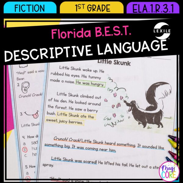 Descriptive Language - 1st Grade Florida BEST Standards - B.E.S.T. ELA.1.R.3.1