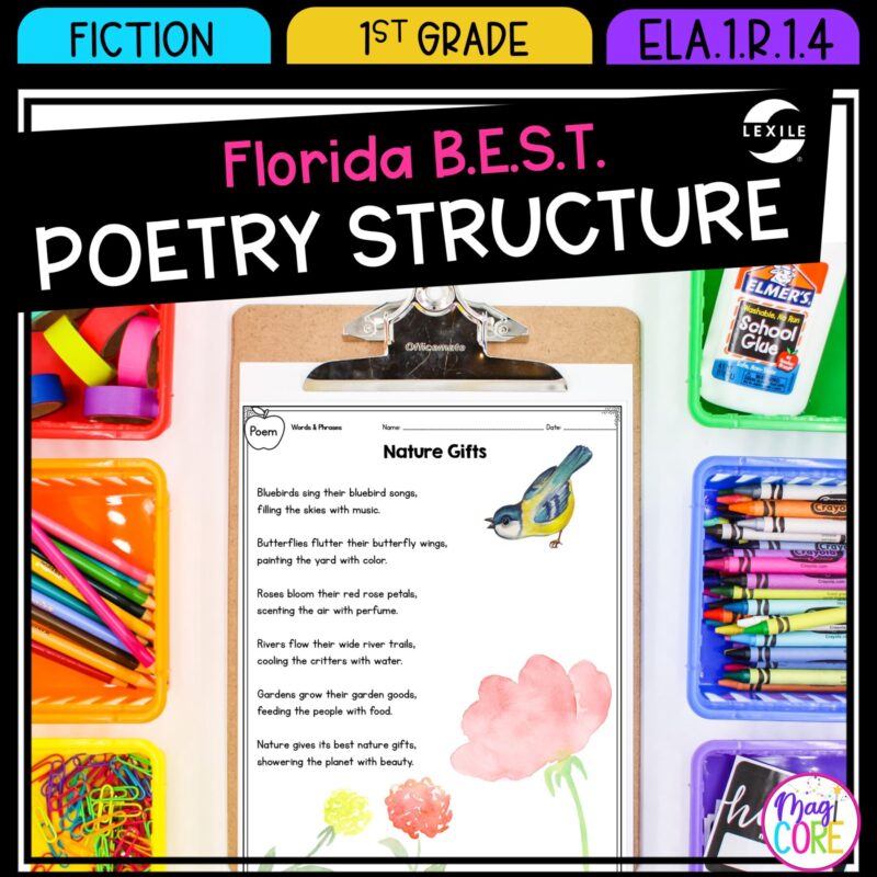 Poetry Structure - 1st Grade Florida BEST Standards - B.E.S.T. ELA.1.R.1.4