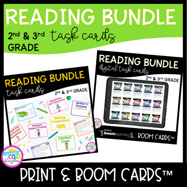 Reading Task Card Bundle- Print and Boom Learning 2nd and 3rd Grade