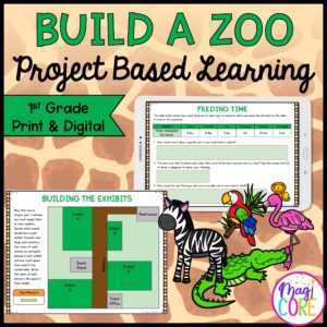 1st Grade Build a Zoo Math Project Based Learning - Printable & Google Slides