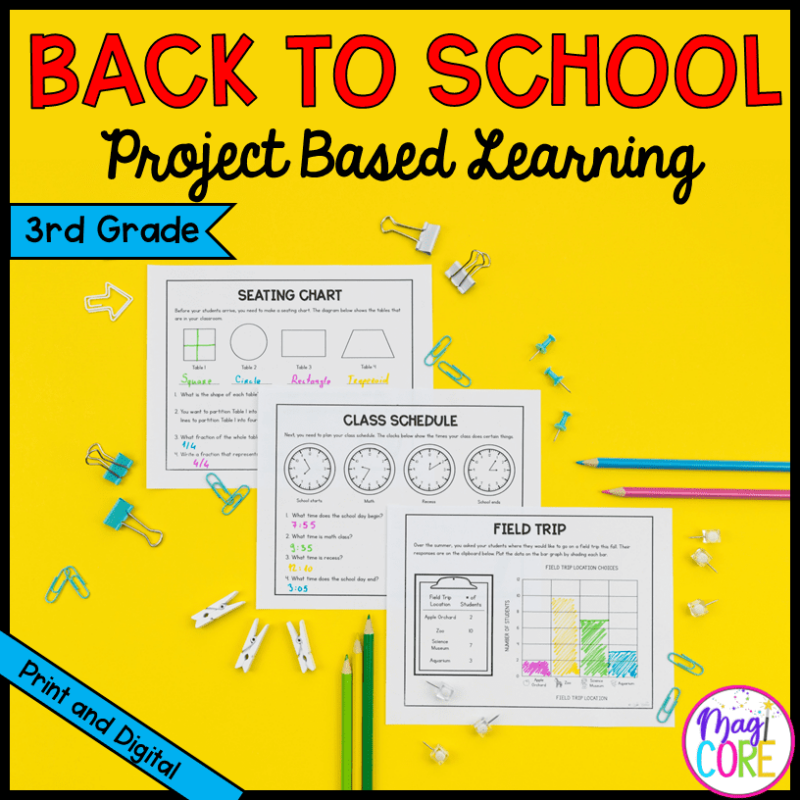 3rd Grade Project Based Learning Math Activities - Back To School Math PBL Games