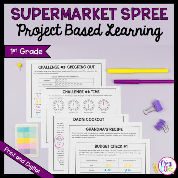 1st Grade Math PBL - Budget & Money Supermarket Project Based Learning