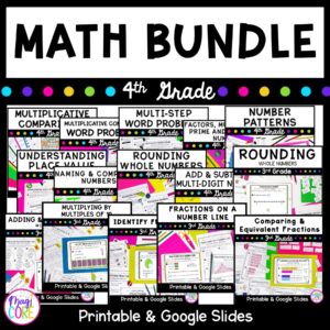 4th Grade Math GROWING Year Long Bundle- Print and Digital