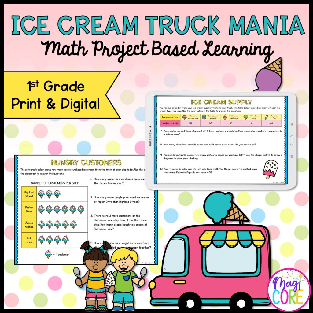 Ice Cream Truck Mania: Math Project Based Learning - 1st - Print & Digital
