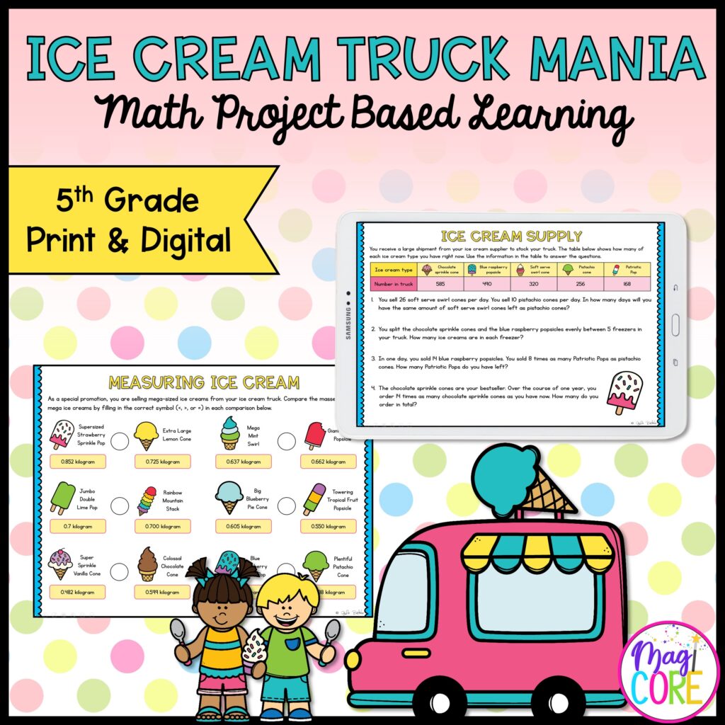 Ice Cream Truck Mania: Math Project Based Learning - 5th - Print & Digital