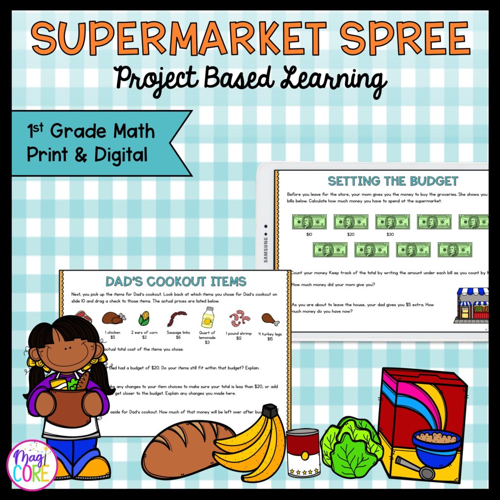 Budget & Money Supermarket Project Based Learning - 1st Grade - Print & Digital