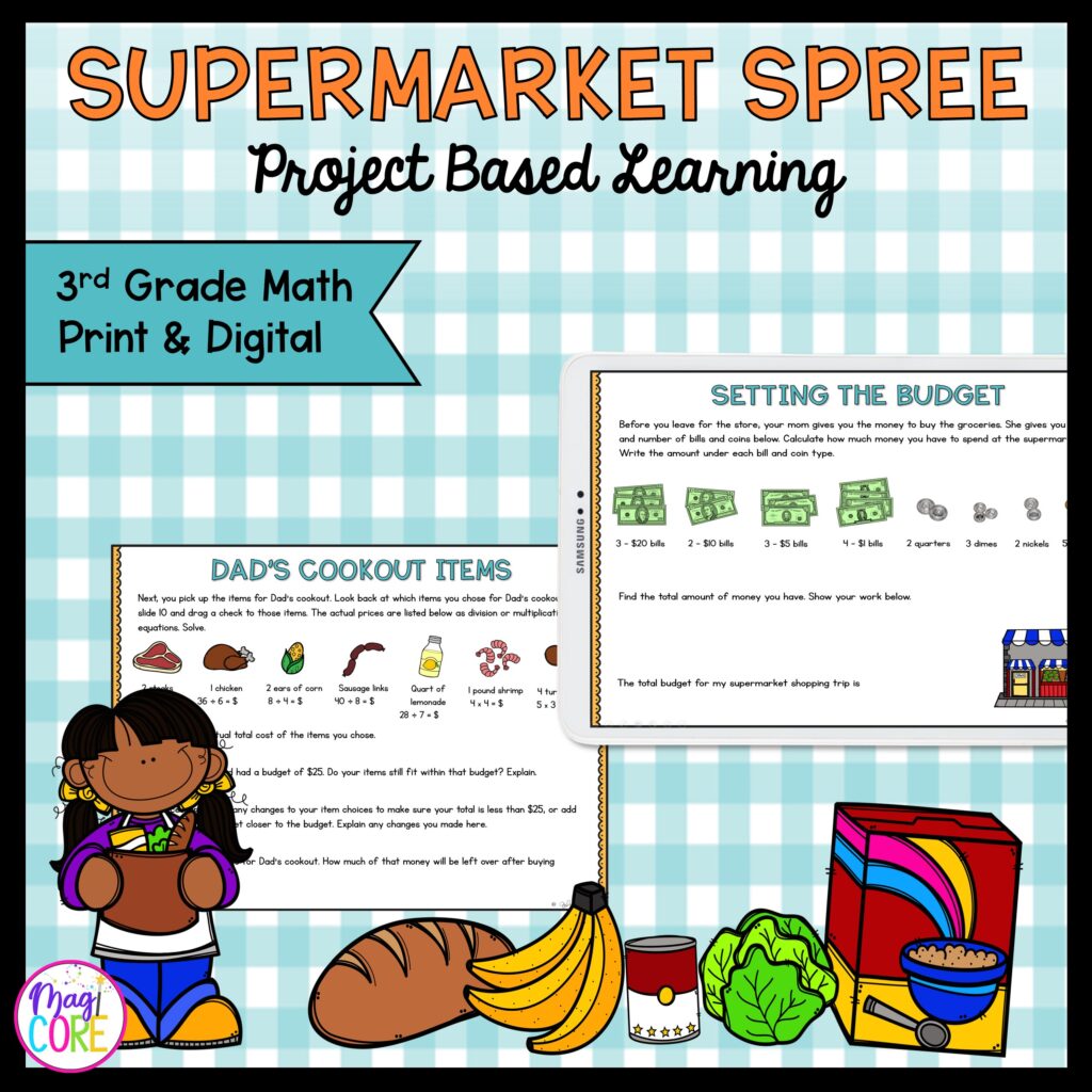 Budget & Money Supermarket Project Based Learning - 3rd Grade - Print & Digital
