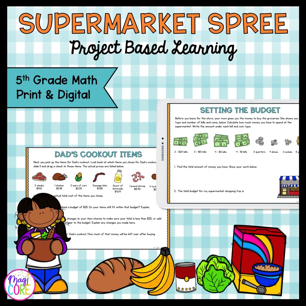 Budget & Money Supermarket Project Based Learning - 5th Grade - Print & Digital